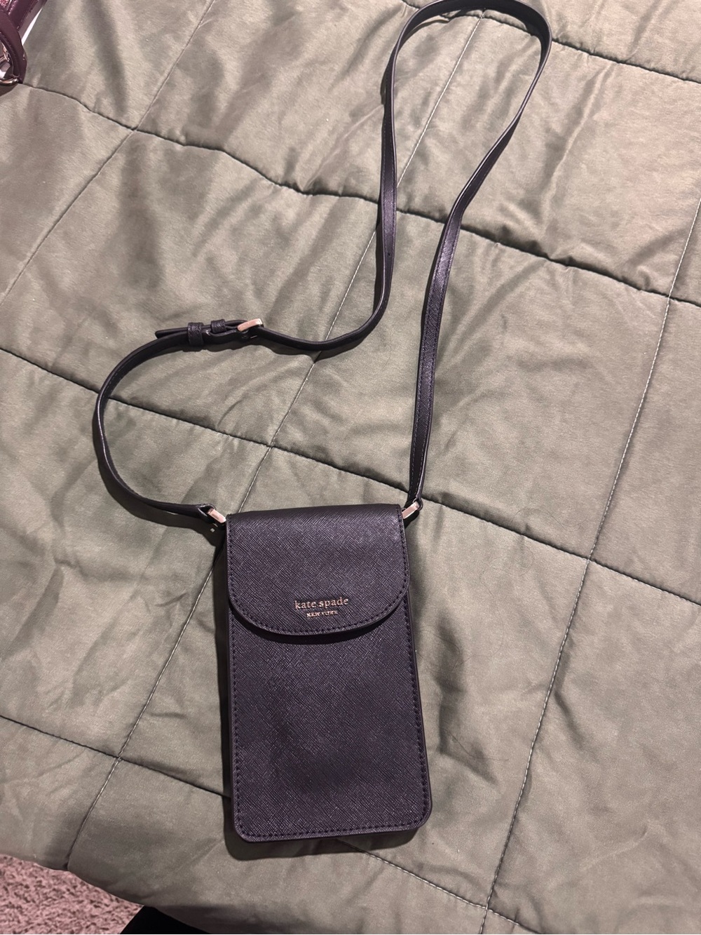 kate spade black saffiano leather crossbody phone pouch